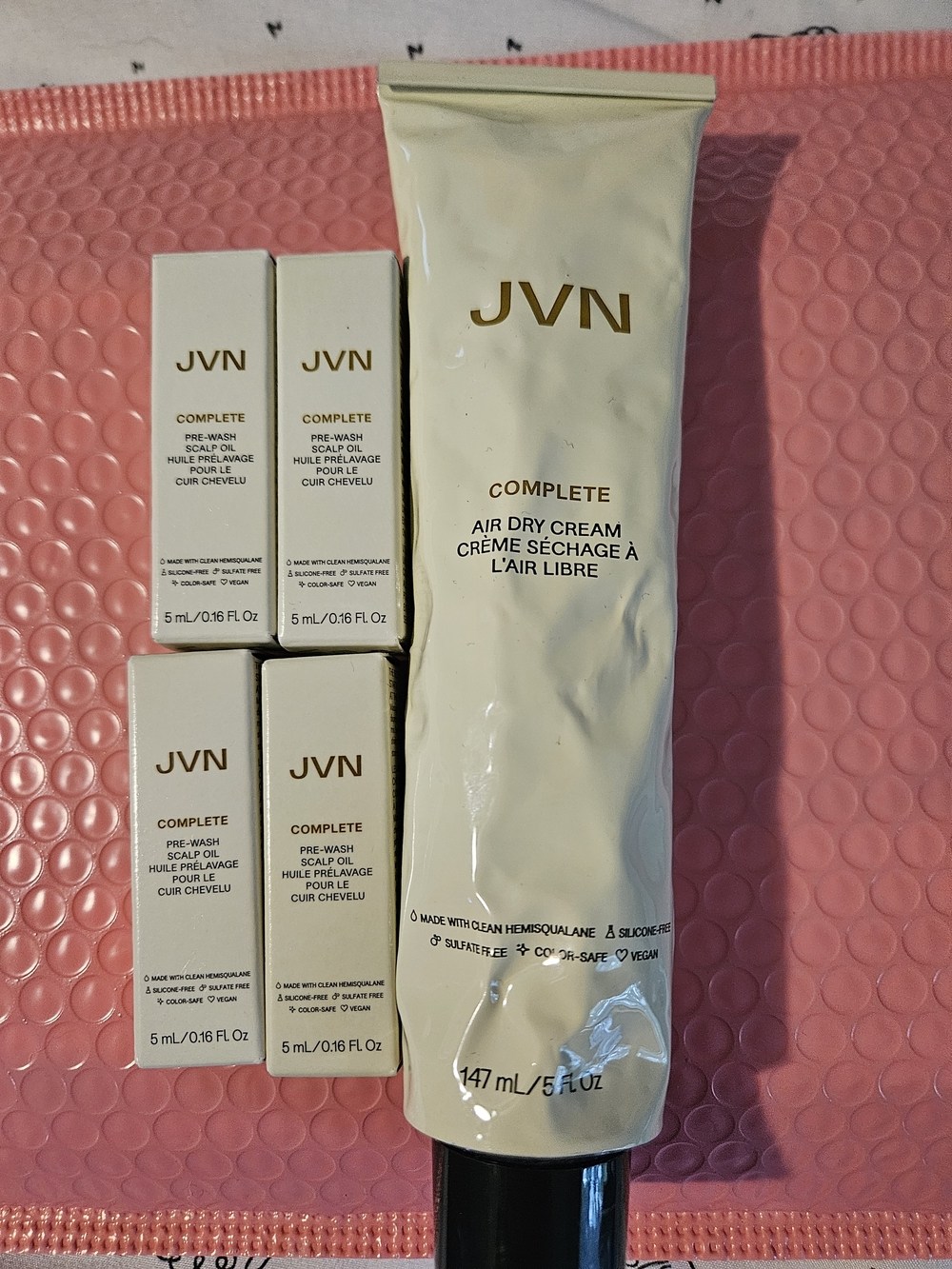 JVN Complete Air Dry Cream plus 4 pre wash sxalp oil at 5 ml each